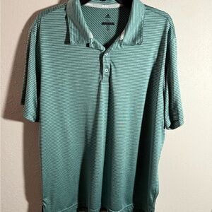 Men’s XL Green Adidas Golf Striped Lightweight, Activewear, Sporty Polo